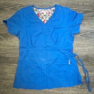 Koi by Kathy Peterson | Medical Scrub Top | Blue | Size S